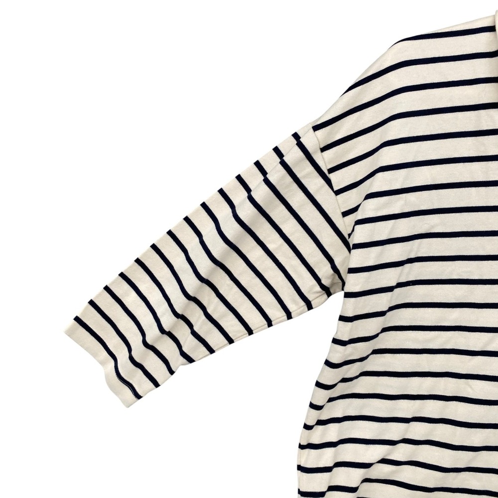 L.L. Bean Striped Polo Shirt V-Neck 3/4 Sleeve Women's XL REG Cream Navy - Picture 6 of 9